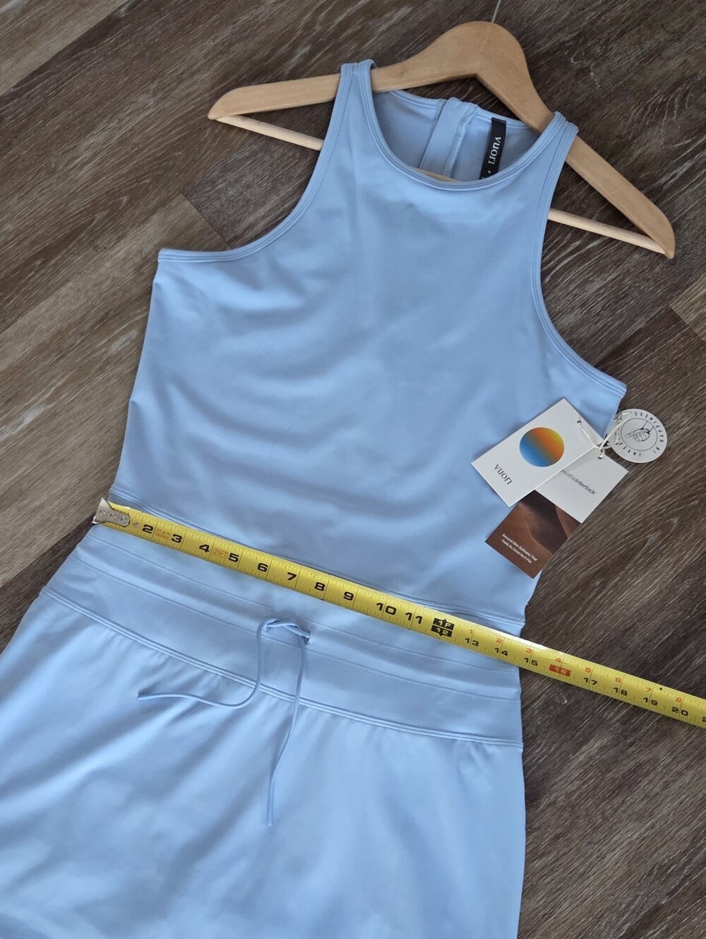 Vuori Daily Tennis Dress NWT Surf Blue Drawstring Built In Shorts Pickleball - Picture 4 of 16